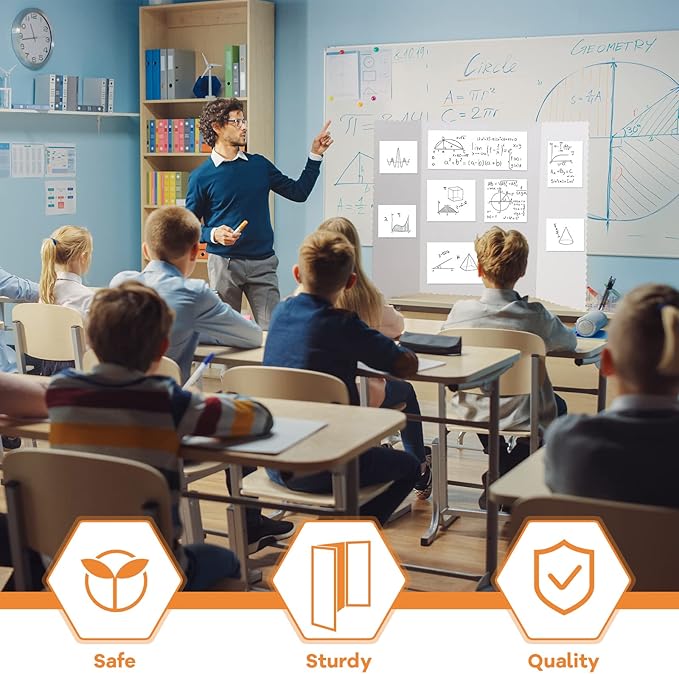 Ctosree 50 Pcs Tri Fold Display Board,36" x 48" Portable Lightweight Foldable Presentation Poster Board for Office Projects Exhibitions Workshops, White