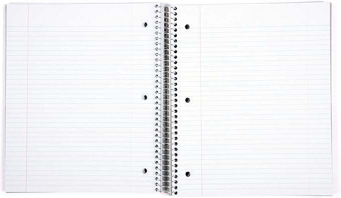 Mintra Office Durable Spiral Notebooks, 5 Subject (Black, College Ruled 1pk)
