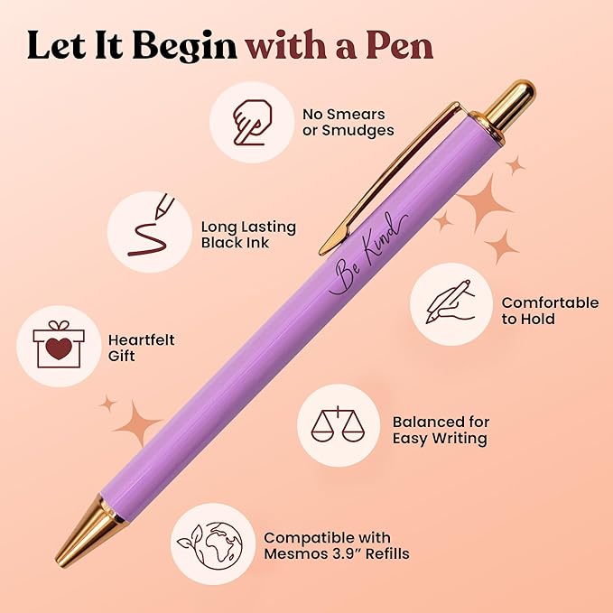 MESMOS Pastel Pens, Mindfulness Gifts, Inspirational Fancy Pens for Women, Wellness & Spiritual Gifts, Self Love Self Care Relaxing Gift, Journaling Cute Luxury Pretty Pen Set