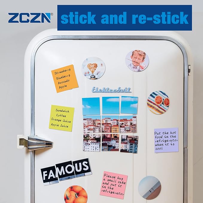 ZCZN 400 Sheets Pop-up Sticky Notes, 3 x 3 Inches, 4 Pads Bright Color Self-Stick Notes, 100 Sheets/Pad, Red