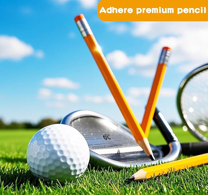 Adhere 25pcs Golf Pencils with Eraser Pre sharpened Hexagon half Wooden Pencils Graphite 2B for Golf Event Scoring,Classroom,Wedding,Company Meetings,Pew, Pocket (Orange)