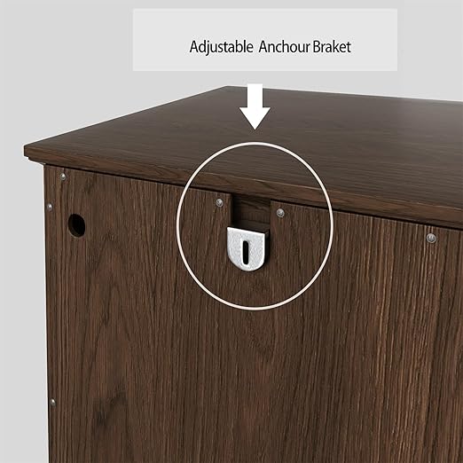 OLD CAPTAIN Wooden Tilt Out Trash Cabinet, Wooden Kitchen Garbage Can Free Standing Holder, Brown Finish