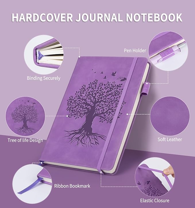 Lined Journal Notebook for Women Men, A5 Hardcover Leather Journals for Writing, 200 Pages Thick Paper, Daily Journal Notebook for Work, School, Note Taking, Business, Travel, College Ruled