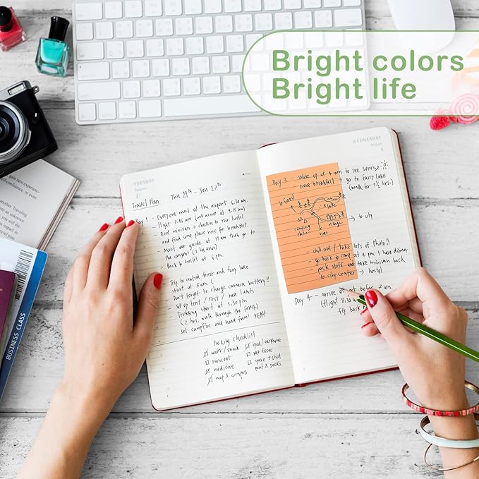 24 Pack Lined Sticky Notes 4 x 6 Inch Colorful Sticky Note Pads with Lines Bright Ruled Self Sticky Notes Memo Pad for Office Home Supplies, 50 Sheets per Pad, 1200 Sheets, 8 Colors