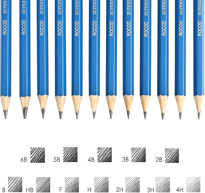 Profession Sketch Pencils 6B to 4H for Kids and Adults Drawing, Art Graphite Pencil for Artists Beginner Sketching
