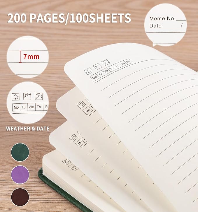 Lined Journal Notebook for Women Men, A5 Hardcover Leather Journals for Writing, 200 Pages Thick Paper, Daily Journal Notebook for Work, School, Note Taking, Business, Travel, College Ruled