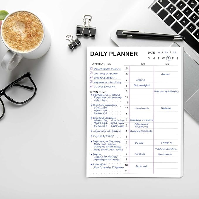 Tiankool To Do List Notepad - Daily To Do List with Priorities, Hourly Scheduler and Notes - Daily Planner Notepad for Work, Study, Appointments, 60 Tear Off Sheets Planning Pad, 7x10 Inch