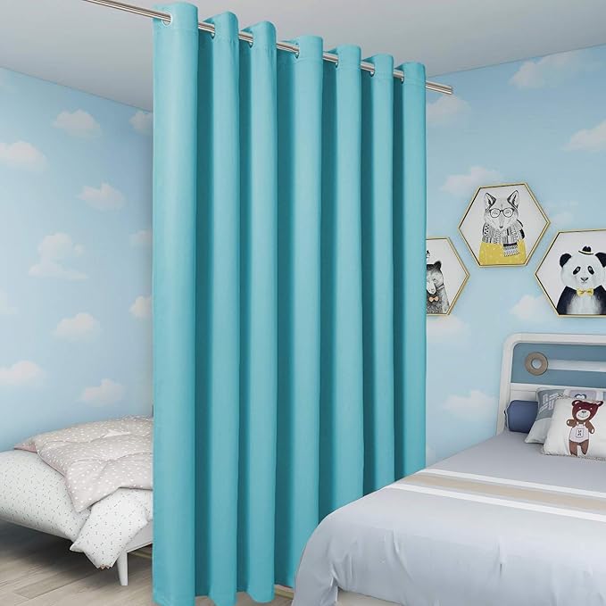 BONZER Extra Wide Room Divider Curtain Total Privacy Wall Noise Reducing Blackout Curtains for Apartment, Studio, 108L x 150W Inch (9L x 12.5W ft), 1 Panel, Teal