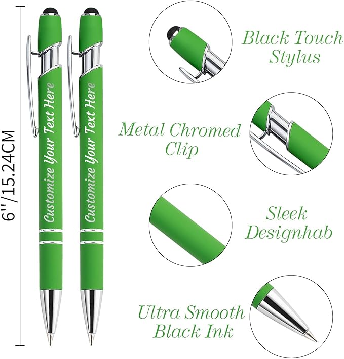 Personalized Pens Bulk 50 with Name Custom Engraving Ballpoint Pens with Stylus Tip Customized Smooth Writing Pens Personalized Gifts for Anniversary Birthday or Graduation(Assorted,Black Ink)