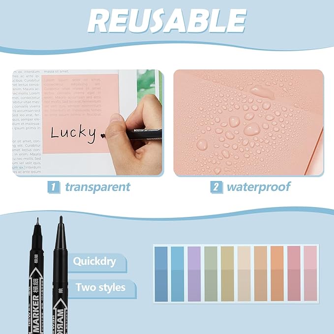 Jutom 39 Pcs Aesthetic Book Annotation Kit Pencil Case Bag with Highlighter Gel Pen 700 Sheets Transparent Sticky Notes Pads Index Tab Bible Study Supplies for School(Pink,Cute Style)