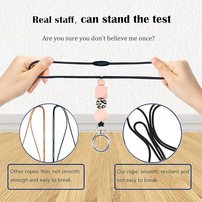 POPLOPP 4PCS Teacher Lanyards for ID Badges and Keys, Cute Silicone Beaded Lanyard for Women Nurse Employees Students