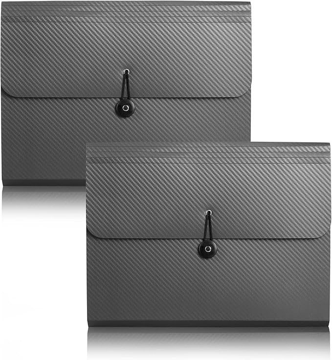 Expanding File Folder File Organizer 13 Pockets File Organizer Accordion Filing Folder Expandable File Folder for Documents Aesthetic Paper Organizer Folder for Work, School, Home, Office, 2Pack Grey