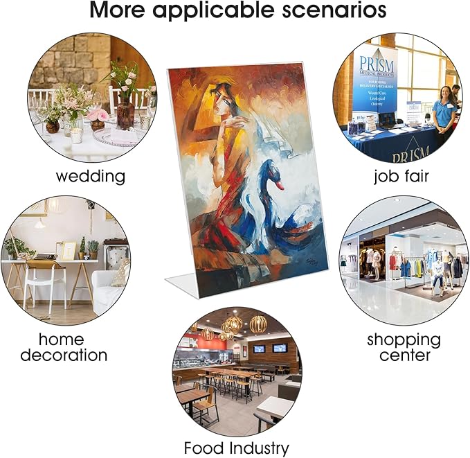Acrylic Sign Stand Holders - 8.5 x 11 Inches Clear Plastic Table Paper Display Stand, Suit for Displaying Posters, Picture, Flyers, Menu - 24 Pack