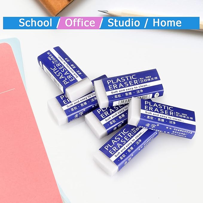 Tamaki 6 Pack Erasers, Large White Erasers for School Office, Art Eraser for Drawing