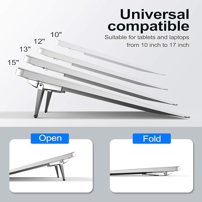 Laptop Stand for Desk, Portable Anti-Slip Keyboard Riser, Zinc Alloy Keyboard Stands, Computer Stand Compatible with MacBook Air/Pro, 10-15.6 Inches Laptops and Keyboards (Sliver)