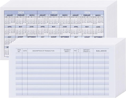 24 Pack Check Register, Checkbook Registers for Personal, Blank Ledger Transaction Registers for Personal or Business, Check Register Book for Checking and Saving Account, Deposit and Credit Card