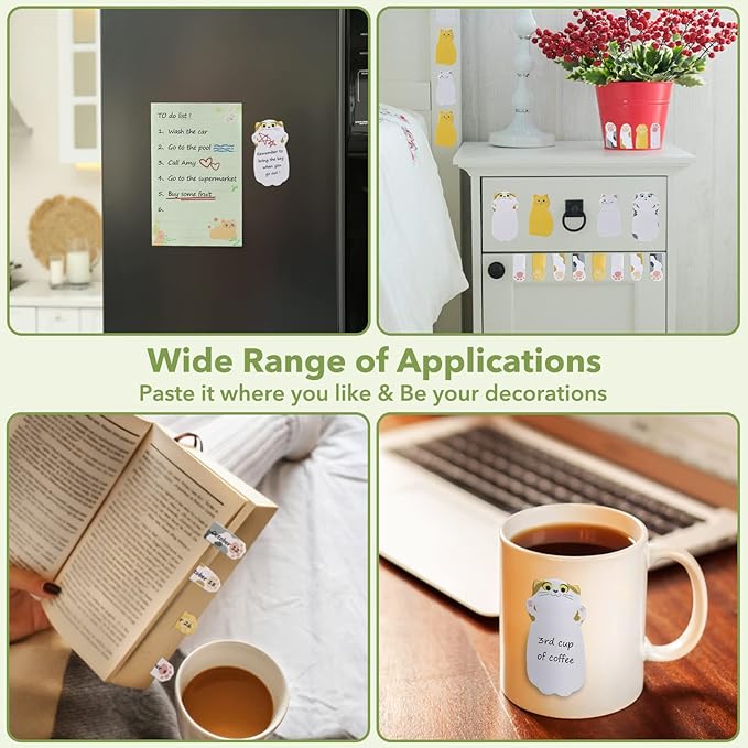 Hommie Cat Sticky Notes Set, Cute Sticky Note Animal Divider Tabs Bundle Writing Memo Pads Page Marker, Sticky Notes Pads for Cat Lovers Kids Office School Supplies Creative Gifts