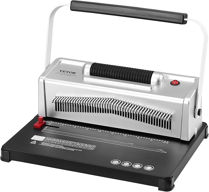 VEVOR Coil Spiral Binding Machine, Manual Book Maker with Electric Binding, 46-Holes Binding 500 Sheets Punch Binder, with 100pcs 5/16'' Coil Binding Spines, for Letter Size, A4, A5