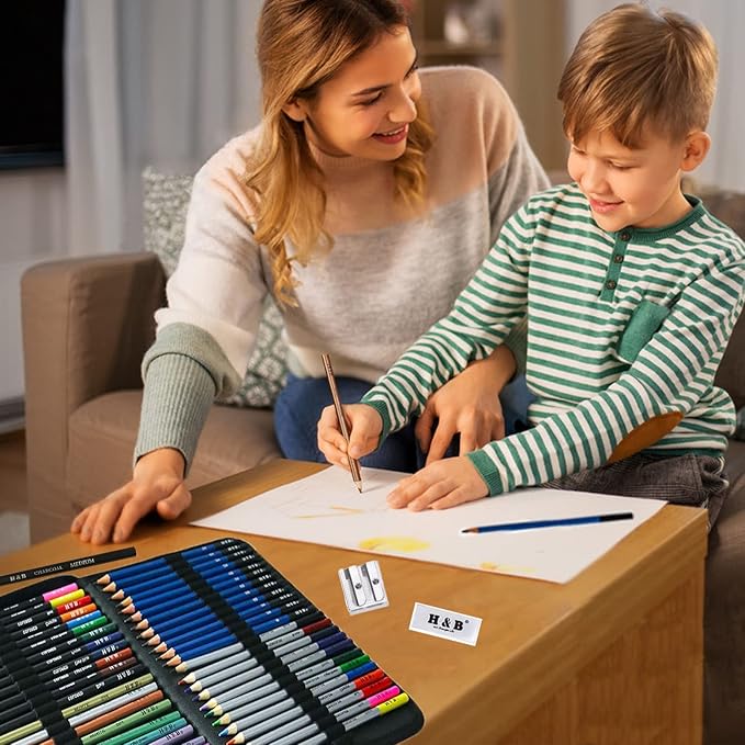 72Pcs Drawing Sketching Kit Set, Pro Art Supplies with Sketchbook, Watercolor, Graphite, Colored, Metallic, Charcoal Pencil, Drawing Set in Zipper Carry Case for Adults Teens Beginner