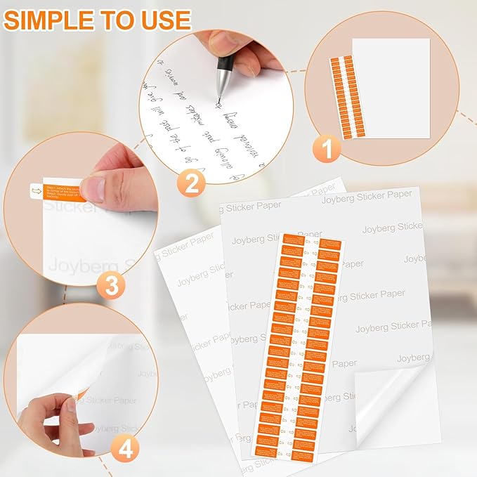 Printable Sticker Paper for Inkjet Printer, 150 Sheets 8.5"x11” Matte Sticker Printer Paper Full Sheet Labels, Sticker Paper for Printer Sticker Labels, for Laser/Inkjet Printers, Letter Size