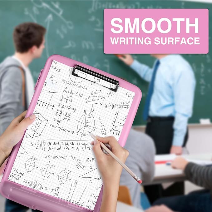Sooez Clipboard with Storage, High Capacity Nursing Clipboards with Pen Holder, Heavy Duty Plastic Storage Clipboard with Low Profile Clip, Teacher Must Haves, School Office Supplies, A4 Letter Size