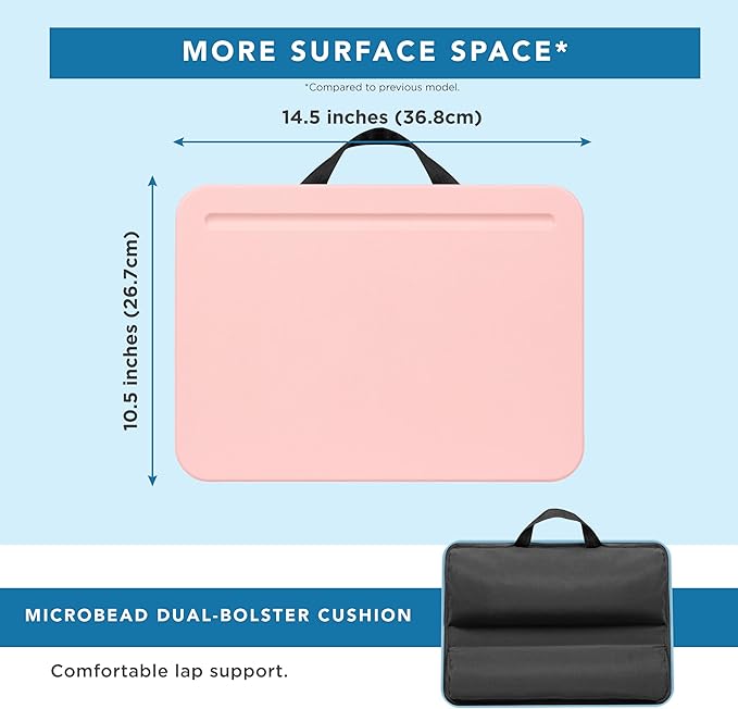 LAPGEAR Compact Lap Desk - Rose Quartz - Fits up to 15 Inch Laptops - Pack of 12 - Style No. 43004