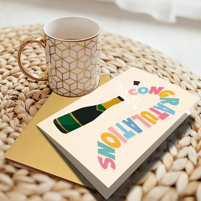 Champagne Congratulations Card, Congrats Engagement Card, Bridal Shower Card, Wedding Card, Baby Shower Card