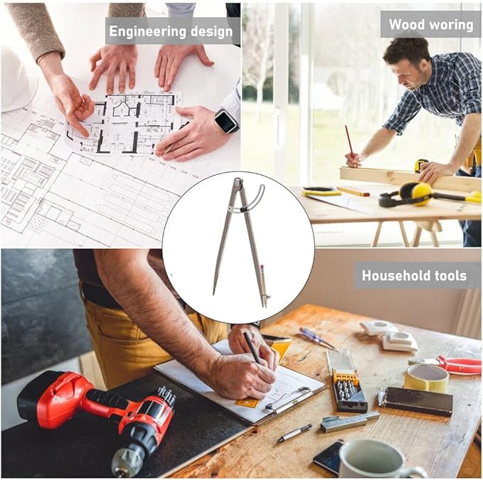 16 inch Compass for Geometry, Compass for Woodworking, Precision Woodworking Compass with Wing Divider and Pencil Holder, Large Compass for Geometry, Woodworking Compass, Drafting, Drawing Compass
