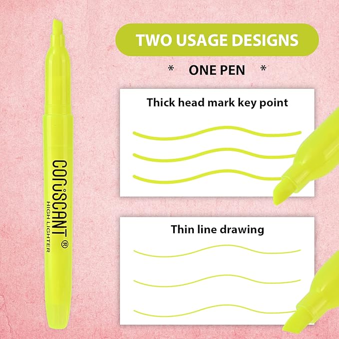 Highlighter - 100 pack color highlighter, color transparent visible fluorescent pen shell, wide chisel point mark, fluorescent pen, school, office