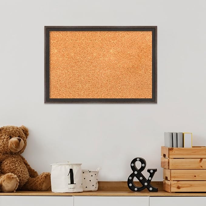 Amanti Art Natural Cork Board for Wall, 13x19 Vision Board with Brown Wood Frame, Small Corkboard Office Decor for Home Organization, Casual Corkboard Pinboard to Display Items for Home Organization