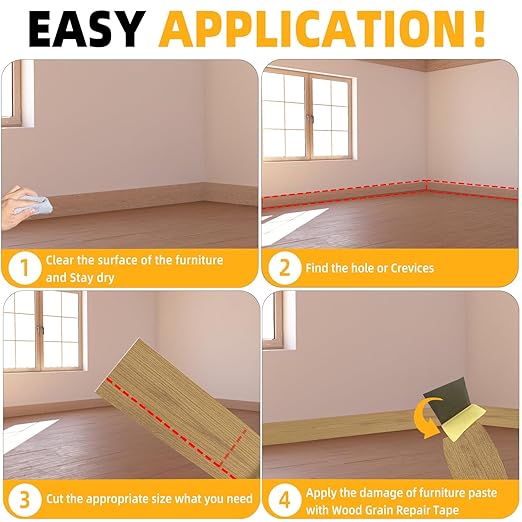 GSCIT Club Wood Grain Repair Tape, 2.4 inch X 50ft Self Adhesive Oak Grain Repair Patch for Tables, Chairs, Baseboards, Doors, Windows, Floors, Handicraft DIY.