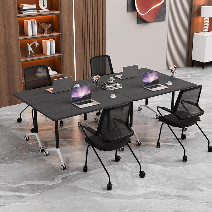 Conference Room Table with Flip-Top Design for Dynamic Meetings, Business Table Computer Desk with Heavy-Duty Frame,Foldable Seminar Meeting Tables for Home Office (2, F, 70.8IN)