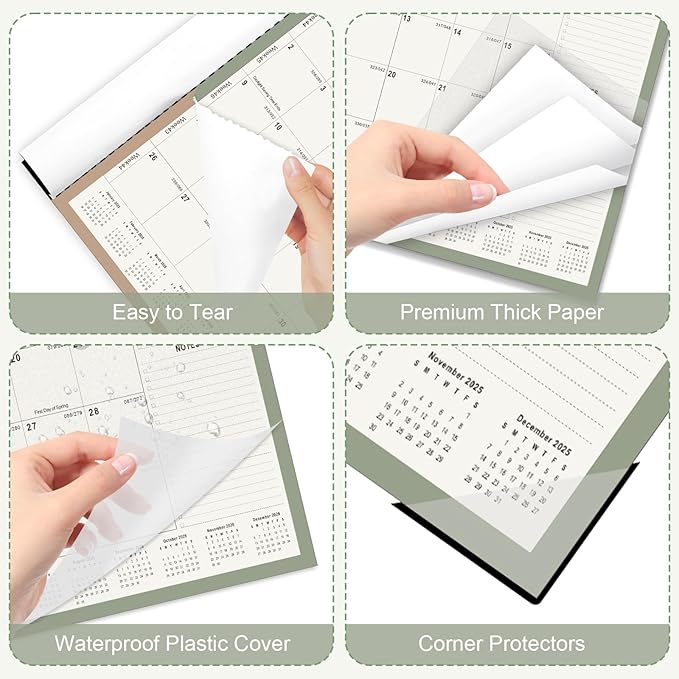 Gannyfer Desk Calendar 2025-2026, Large 18 Monthly Calendar 2025 22" x 17", July 2025 - Dec 2026, Academic Desktop Pad Calendar with To-Do List and Notes, Plastic Cover, Thick Paper, for Planning and Organizing(6 Stickers)