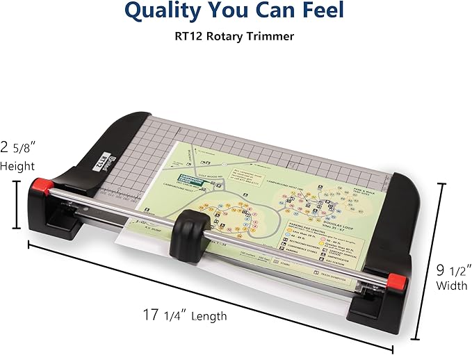 United Office Products RT12 Rotary Paper Trimmer, 12.5" Cut Length, 10 Sheet Capacity, Metal Base, Paper Cutter for Offices, Schools and Crafts