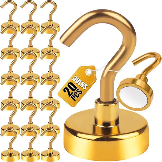 DIYMAG Magnetic Hooks, 30Lbs Strong Heavy Duty Cruise Magnet S-Hooks for Classroom, Fridge, Hanging, Cabins, Grill, Kitchen, Garage, Workplace and Office etc, (20 Pack-Yellow)