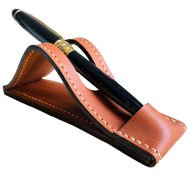 Leather Fountain Pen Stand, Leather Pen Holder Office Pen Stand Gift for Boss, Husband, Wife, Friends or coworker, Leather Pen Stand for Desk gift for him her