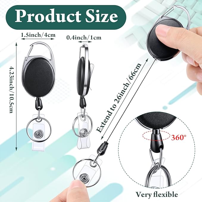 Honoson Heavy Duty Retractable Badge Reels Batch ID Badge Holder Retractable Clip Bulk Card Key Holder with Ring for Office Worker Employee, Doctor Nurse Gifts(Bright Color,50 Pcs)