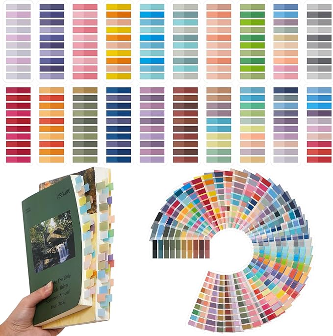 ReliThick 8000 Pcs Annotation tabs Sticky Tabs for Books Transparent Sticky Notes Multi Colored Writable Page Markers Book Flags Strip for Annotating Reading Supplies Bookish Gift(Light Colors)