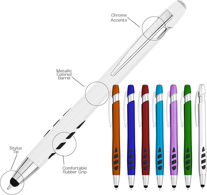 Personalized with Your Custom Logo or Text Pens-300 Pack Bulk-for Businesses, Parties, and Events, 2 in 1 Capacitive Stylus & Ballpoint Pen Compatible with Most Touchscreen Devices, Orange