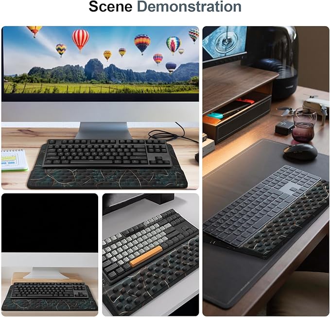 Computer Keyboard Stand with Wrist Rest,Comfy Ergonomic Tilted Keyboard Holder,Keyboard Tray Support for Office Home (Green Flowers)
