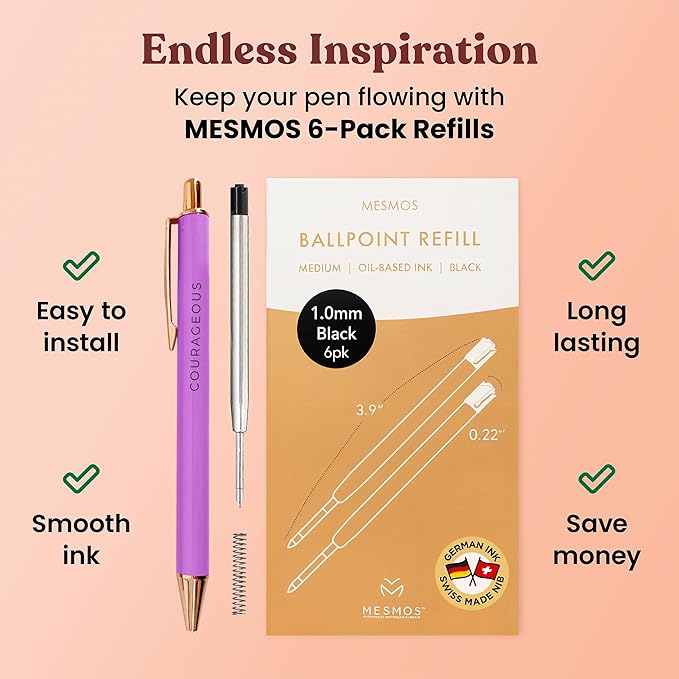 MESMOS Fancy Pen Set - Inspirational Gifts for Women, Office Motivational Writing Pens for Boss Lady, Unique Click Pens for Servers and Promotions