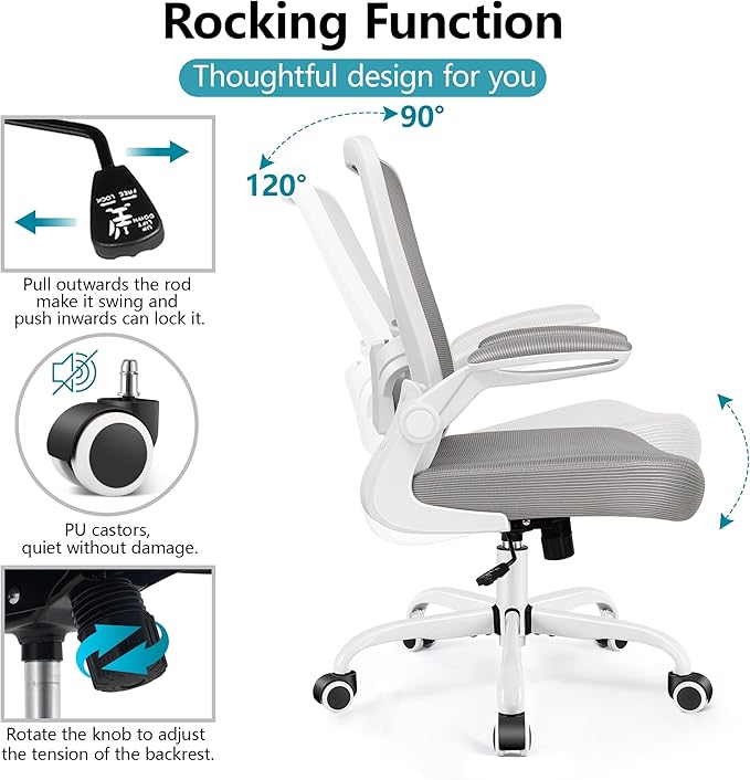 FelixKing Ergonomic Office Chair, Adjustable Height, Breathable Mesh Fabric, Lumbar Support, Gray