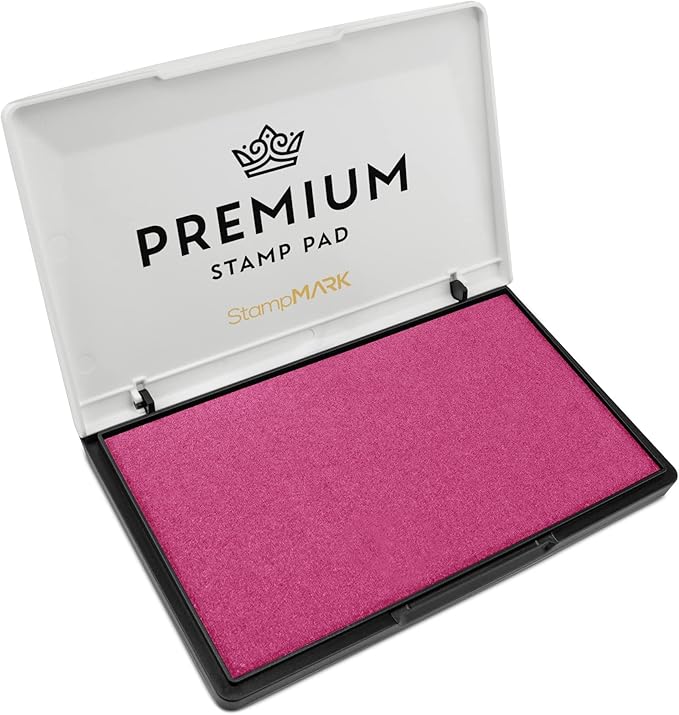 Premium Stamp Pad Large Size 3.5" x 6" - for Traditional Rubber Stamps - Felt Pad Pink Color