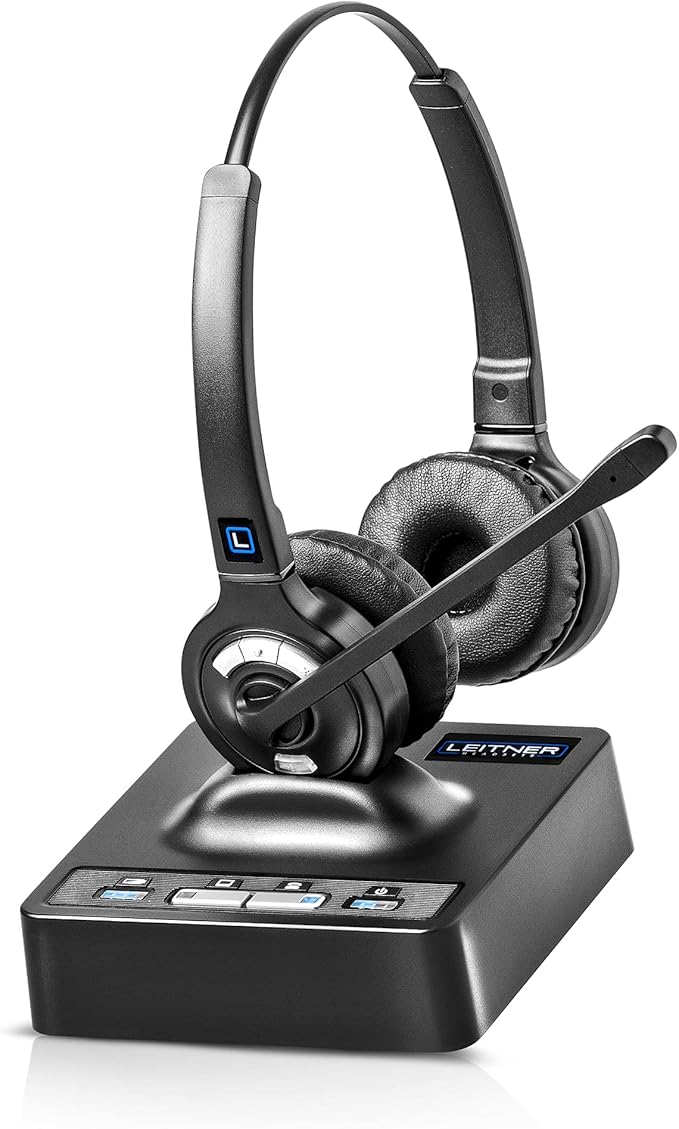 Leitner LH275 2-in-1 Wireless DECT Headset with Mic – Computer and Telephone Compatible – NOT Bluetooth – 5 Year Warranty