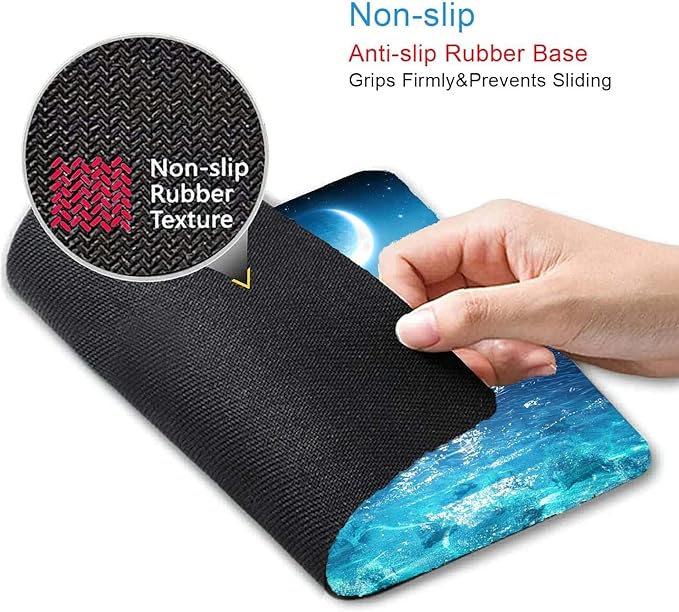 Ocean and Moon Mouse Pad Mouse Pad,Romantic Moon On Sea in Magic Night Mouse Pad,Mouse Mat Square Waterproof Mouse Pad Non-Slip Rubber Base Mousepad for Office Laptop, 9.5"x7.9"x0.12" Inch