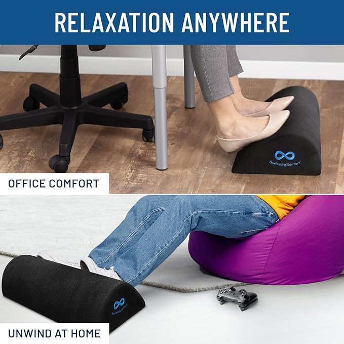 Foot Rest for Under Desk at Work - Memory Foam Office Foot Stool & Under Desk Footrest Leg Elevation Pillow for Gaming & Home Office, Supports Posture