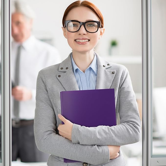 60-Pack Plastic Folders with Pockets and Prongs,2-Pocket Folders with 3 Fasteners, Poly Folders Holds 8-1/2" x 11" Paper for School/Office/Home, Purple