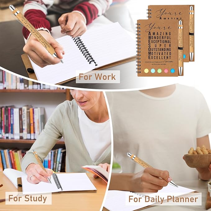 Jetec 75 Sets Bulk Employee Appreciation Gifts Bulk Inspirational Spiral Notebook with Note Ballpoint Pen Thank You Gifts for Volunteer Social Worker Nurse Staff Coworker Students (Amazing)