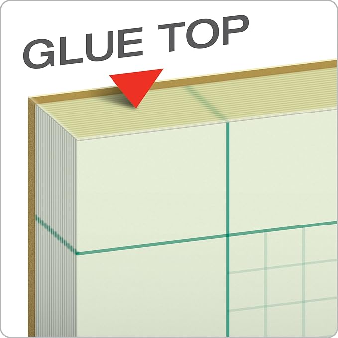 TOPS Engineering Notebooks, Graph Notebooks, 3 Pk Quad Ruled Pad, 8-1/2" x 11", Glue, 5 x 5 Graph Rule on Back, Green Tint Paper, 3-Hole Punched, 100 Sheets per Pad (35507A)