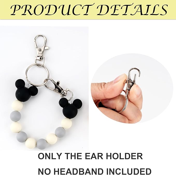 2Pcs Mouse Ear Holder for Backpack Beaded Lanyard Keychain Park Trip Essentials Headband Hanging Display Accessories